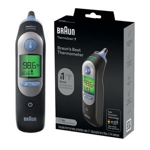 Braun ThermoScan 7 Digital Ear Smart Thermometer Pre Warming Tip - Black New NIB